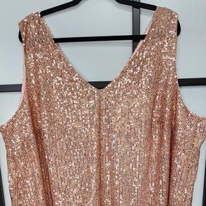 BNWT LOFT Plus Rose Gold Sequin Sleeveless Blouse Size 24